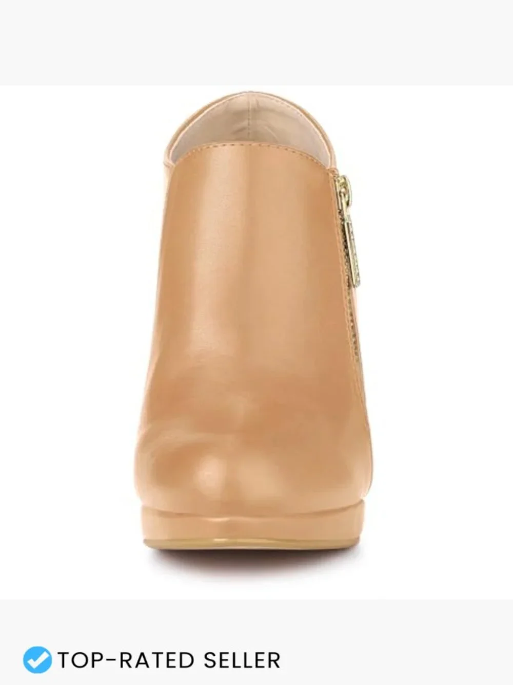 Chunky Platform Round Toe Ankle Booties Faux Leather Side Zipper